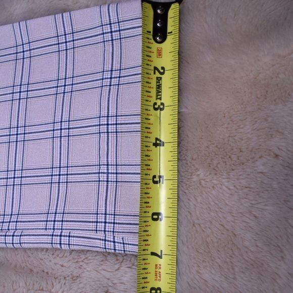 Womens Dress Pants Small Plaid Beige Blue Cropped Capris Preppy Casual Slacks - Picture 10 of 14